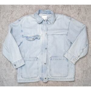 H&M Light Blue Denim Oversized Shirt Jacket Womens Size M